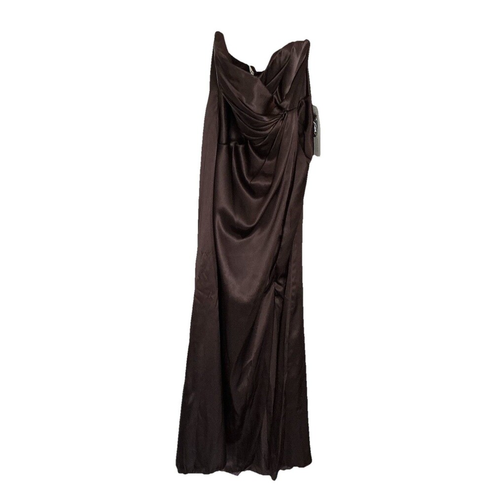 David’s Bridal Bridesmaid Dress Sz 10 Truffle Brown Strapless Formal Prom Gown